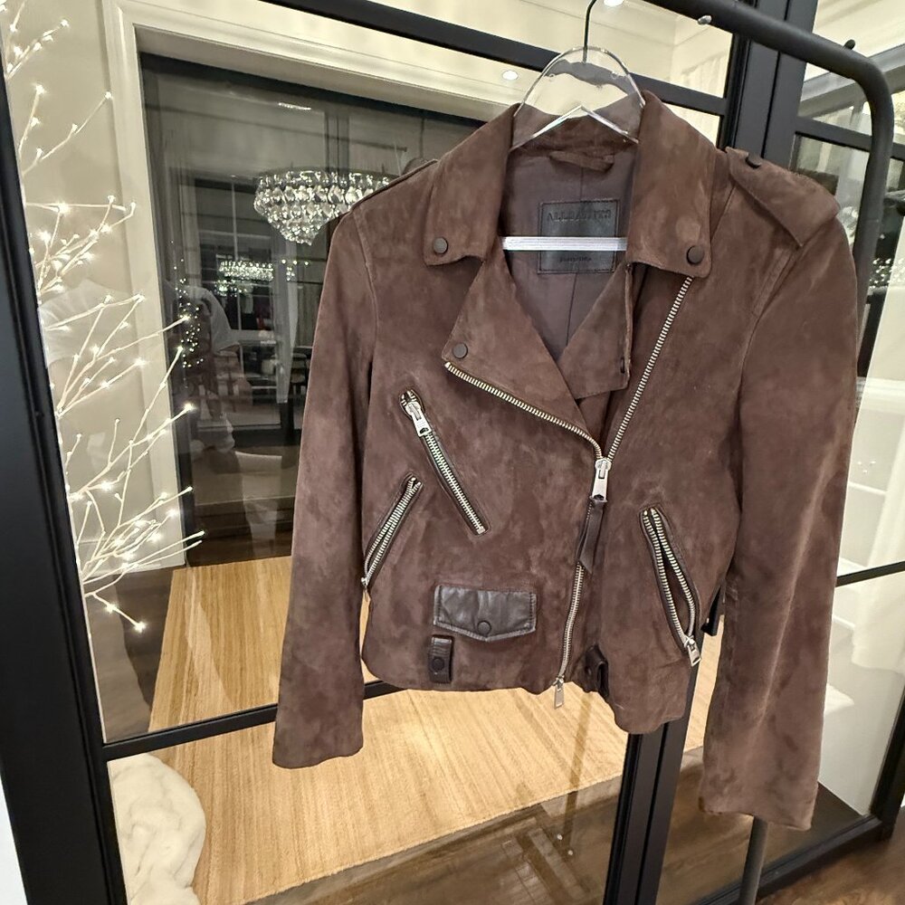 AllSaints incredible 100% Lamb Leather biker jacket $600 Retail!
